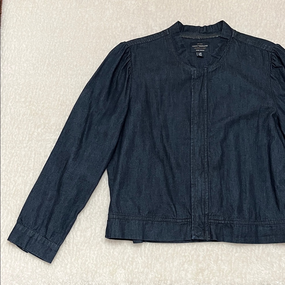 Lucky Brand True Indigo Bomber Denim Bomber Jacket - Picture 8 of 14